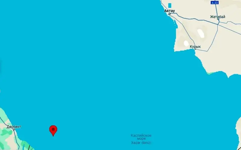 Землетрясение произошло в 257 километрах от Актау