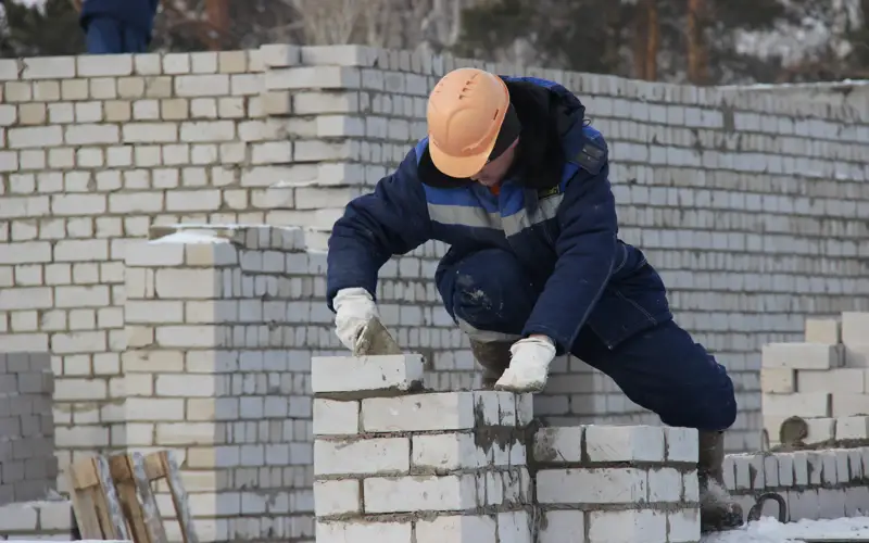 Строительство, стройка, строитель, дом, здание, каска, рабочий