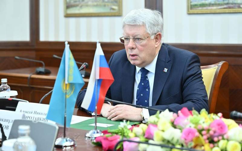 Спикер Мажилиса Ерлан Кошанов принял Чрезвычайного и полномочного посла Российской Федерации в Казахстане Алексея Бородавкина