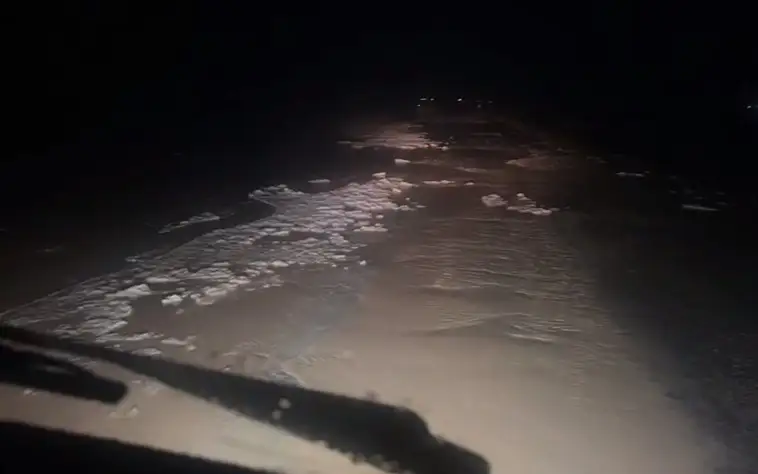 Перелив талых вод произошел на трассе в Алматинской области