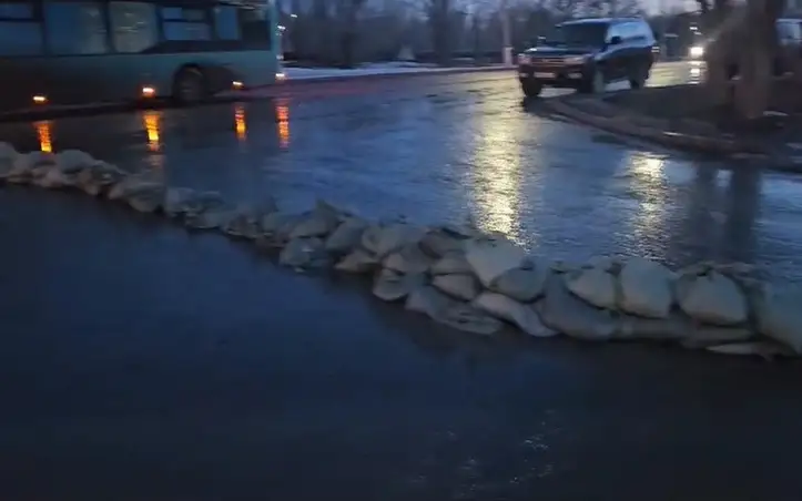 Талые воды заливают улицы Караганды