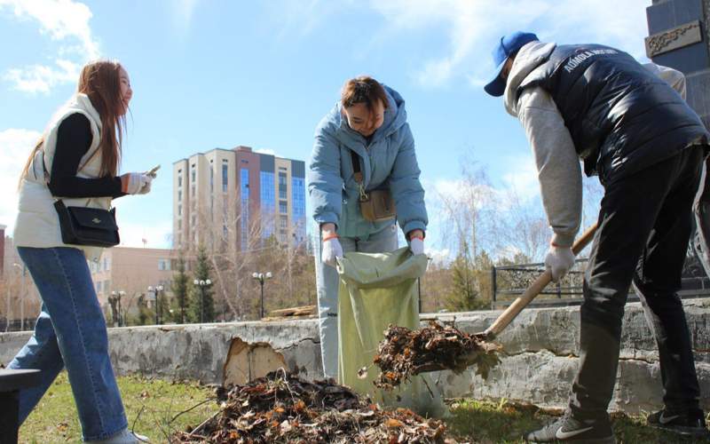 волонтеры уборка мусора Таза Казахстан
