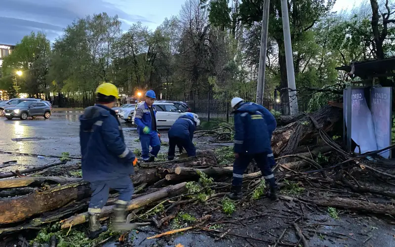 Последствия непогоды устраняют в Алматы 