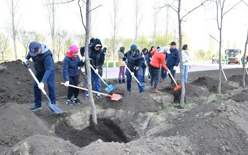 сотрудники УДП РК высадили деревья в столичном Ботаническом саду