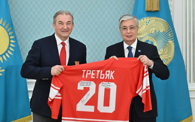President Tokayev meets President of Russian Ice Hockey Federation Vladislav Tretiak
