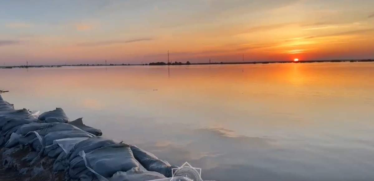 Уровень воды в реке Жайык отслеживают с помощью дрона