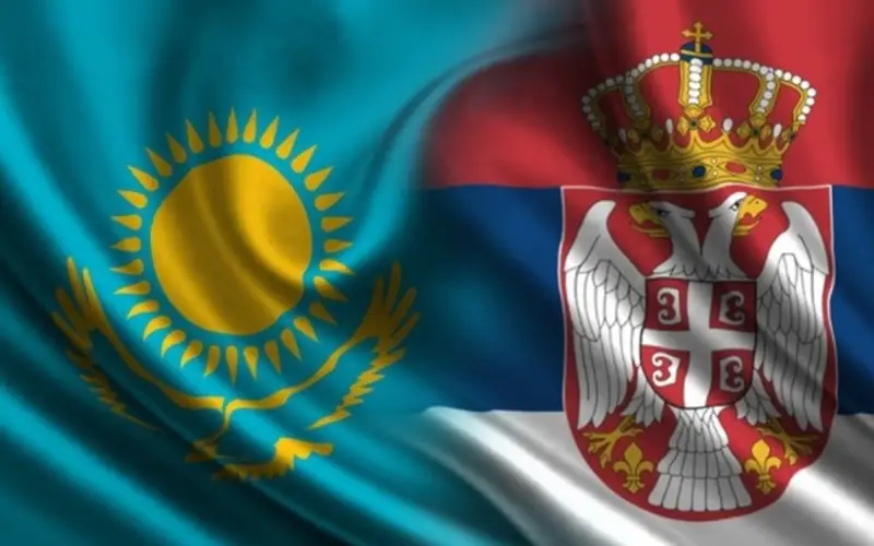 Kazakh and Serbian flags