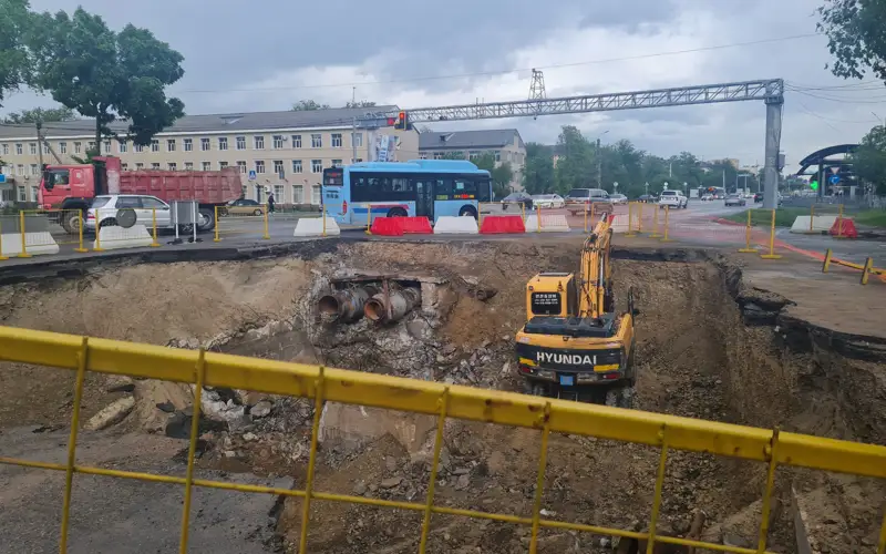 ремонт теплотрассы, Тараз