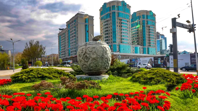 Almaty, tsvety, jıloı dom, gúlder, úıler