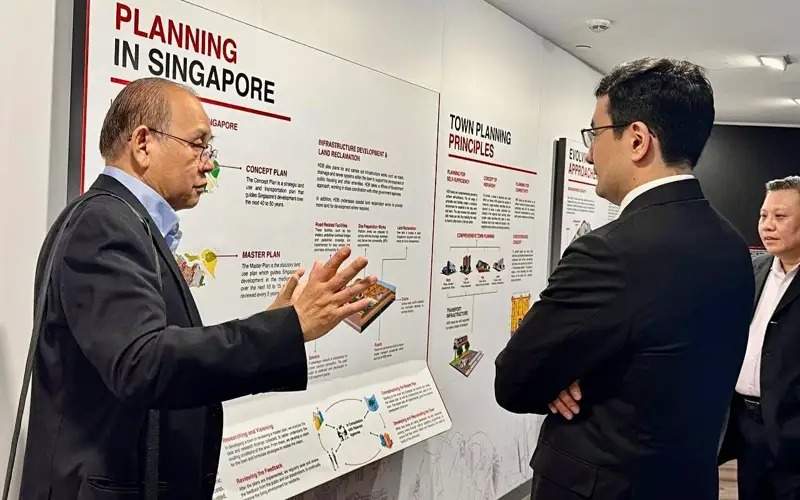 Chairman of the Board of Baiterek National Holding, Rustam Karagoishin, surveys  affordable housing projects of Singapore's Housing & Development Board.