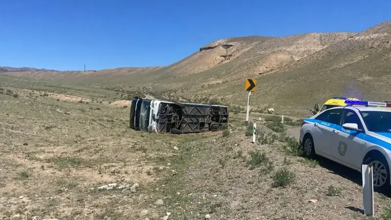 Bus with tourists flips over in Almaty region, injuring 13