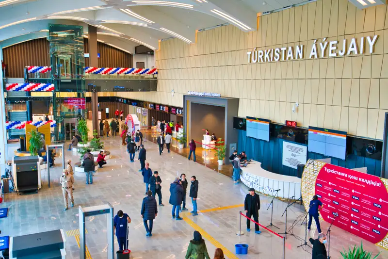 Международный аэропорт Туркестана пассажиры Түркістан халықаралық әуежайы жолаушылар
