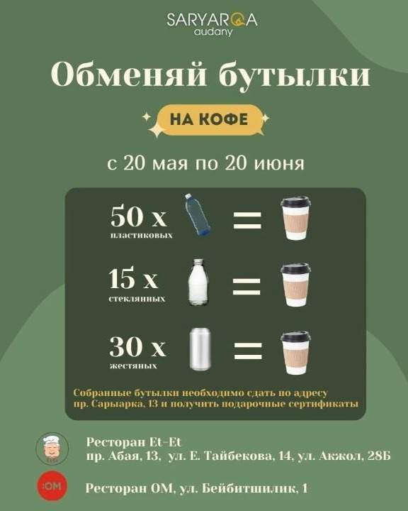 Астанчане смогут обменять собранный мусор на кофе