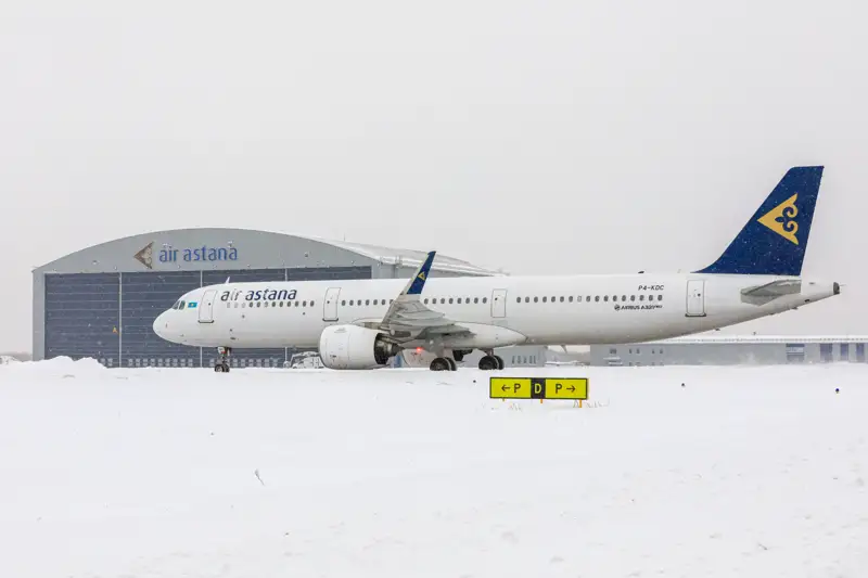 аэродром зима самолет Air Astana Эйр Астана  метель қыс ұшақ боран