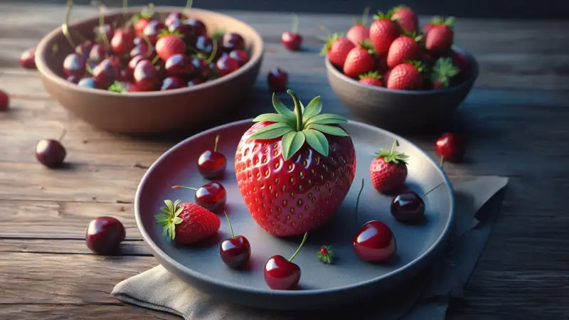 Коллаж Черешня и клубника, ягоды