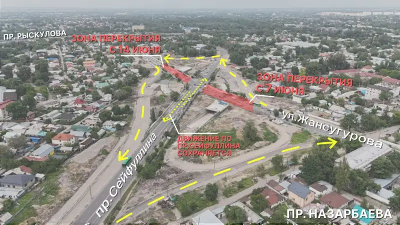 Схему движения на перекрестке Сейфуллина и Жансугурова изменят в Алматы