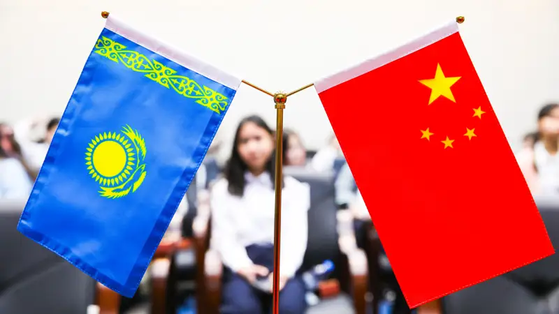 Флаг Китай Казахстан Қытай Қазақстан ту