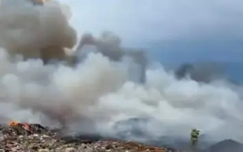 пожар на мусорном полигоне