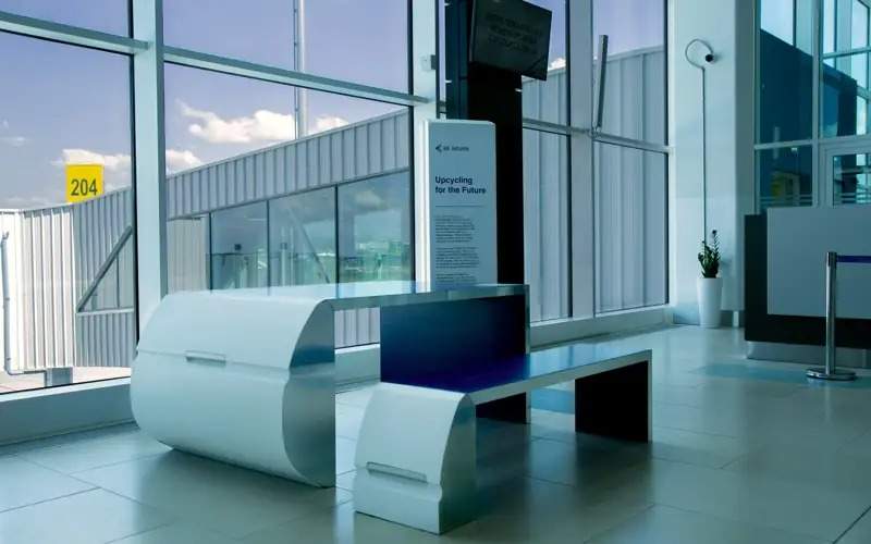 Furniture made of airplane fragments donated to Almaty airport