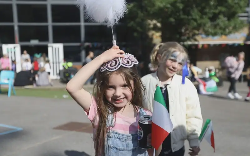 Kazakh сulture presented at a London primary school, UK, England, kid, child
