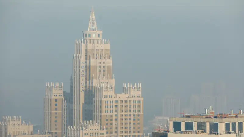 Smog v Astane Astanada tuman zıma qys