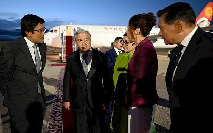 UN Secretary General António Guterres arrives n Kyrgyzstan