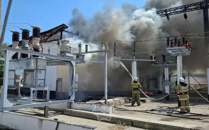 пожар на трансформаторной подстанции в Жамбылской области