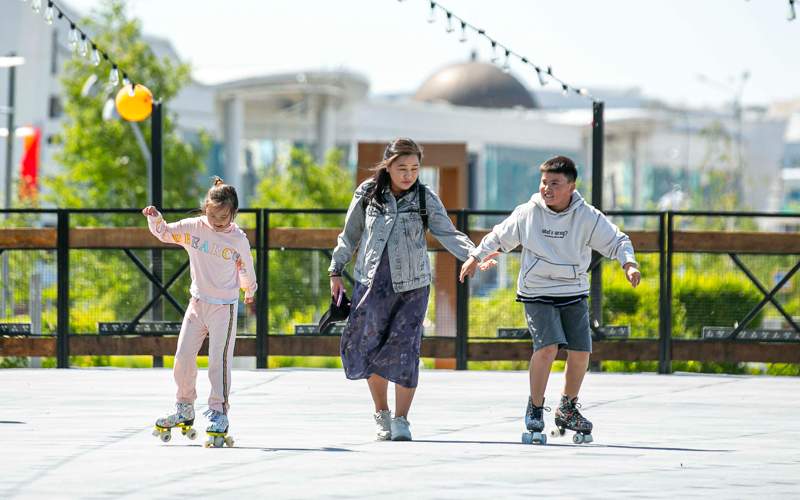 дети, семья, отдых, ролики, балалар, отбасы, демалыс