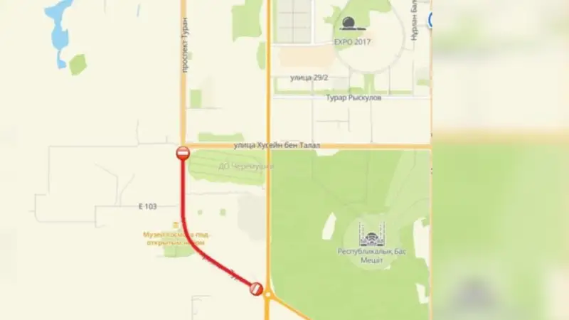 Участок проспекта Туран частично перекроют в Астане