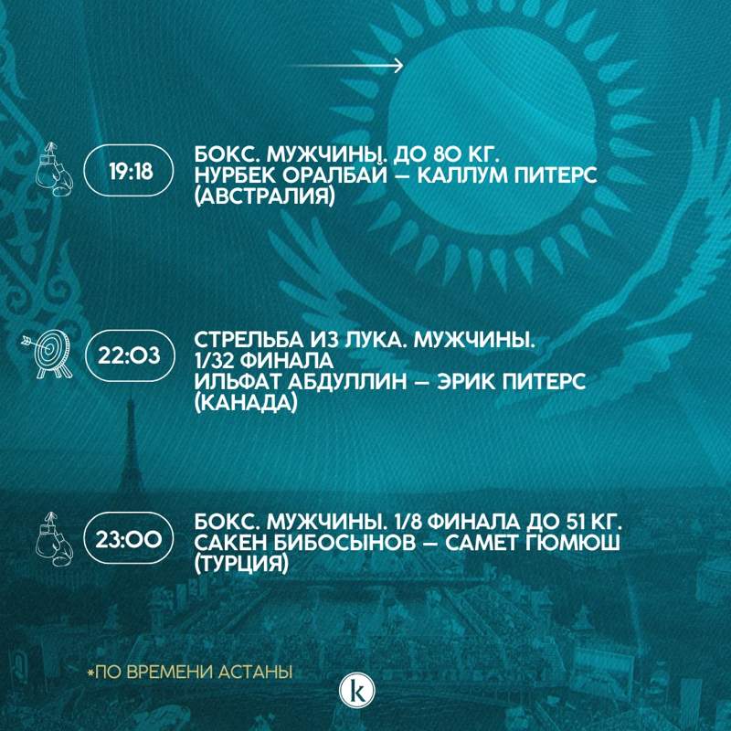 Олимпиада 2024: расписание выступлений казахстанских спортсменов на 30 июля Олимпиада 2024: расписание выступлений казахстанских спортсменов на 30 июля