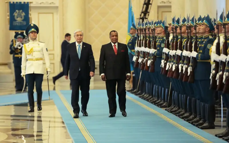 Kassym-Jomart Tokayev greets Congolese President in Akorda