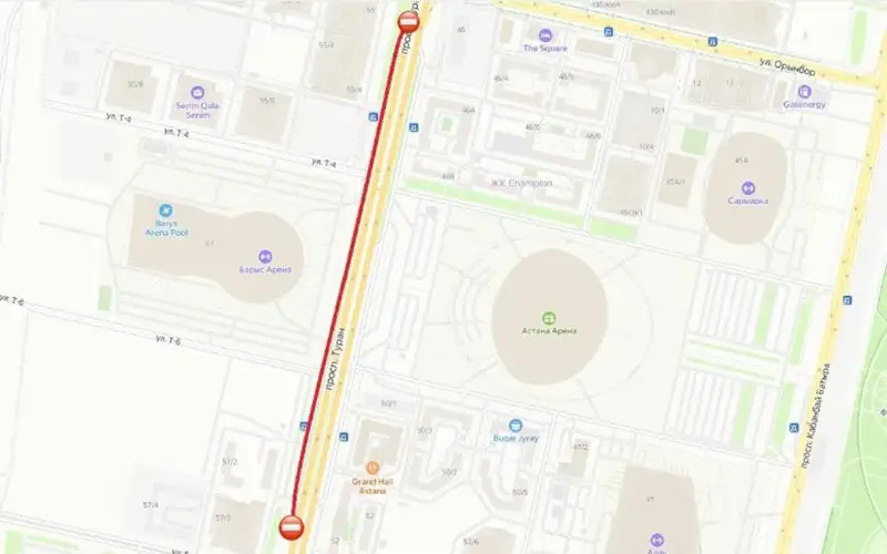 Местный проезд перед СК Барыс Арена перекроют в Астане