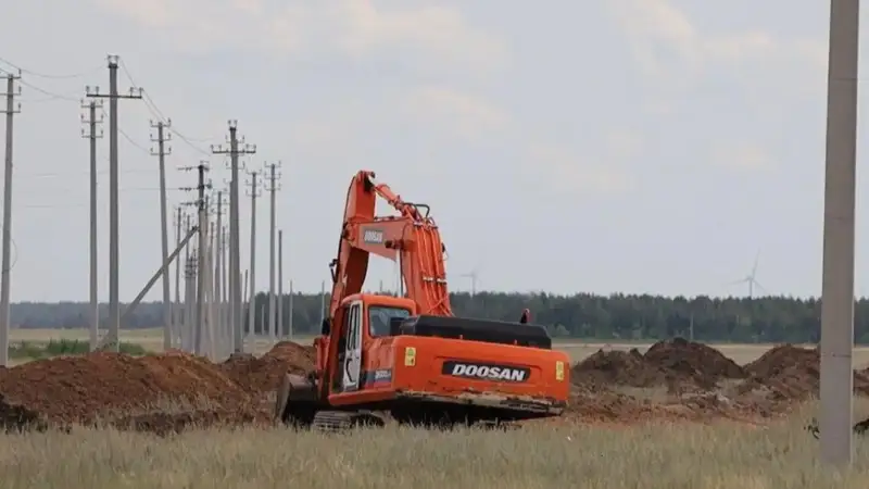 Preventive flood bypass channel under construction in Akmola region