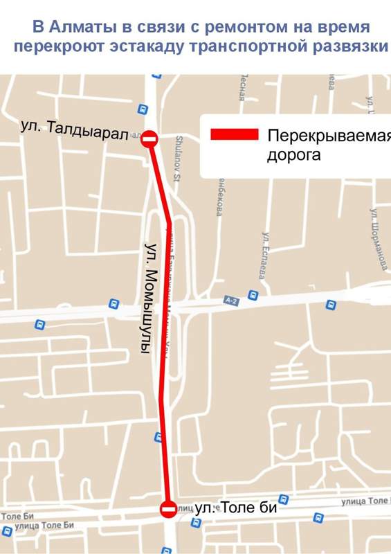 Эстакаду транспортной развязки перекроют в Алматы Эстакаду транспортной развязки перекроют в Алматы