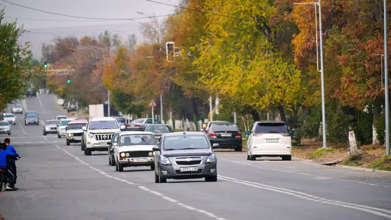 осень дорога автомобили күз жол көліктер