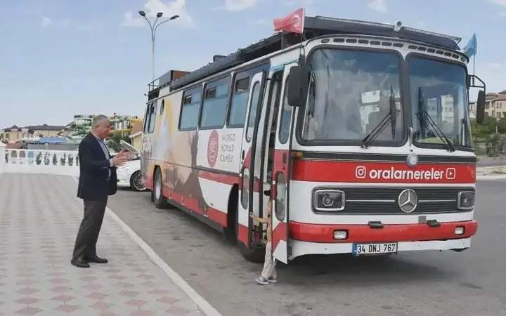 A family of Turkish tourists arrives in Kazakhstan for V World Nomad Games