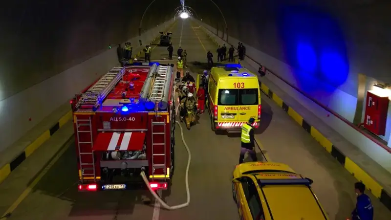 Учения провели перед открытием первого в Казахстане автодорожного тоннеля