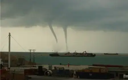 Tornado hits near D Island in Caspian Sea