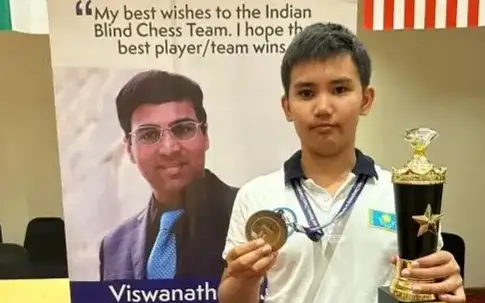 Kazakh chess player grabs bronze at World Junior Chess Championship for the blind and visually impaired
