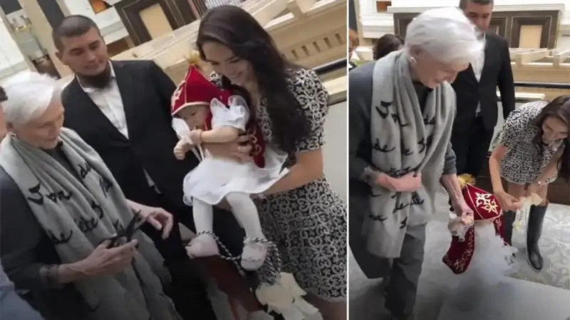 Maye Musk holds tusaukeser ritual for a baby girl in Almaty 