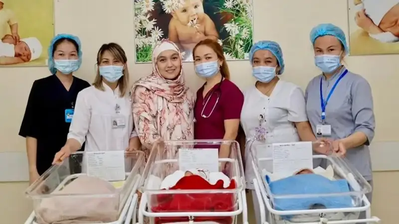 Kazakh capital welcomes triplets on eve of Republic Day