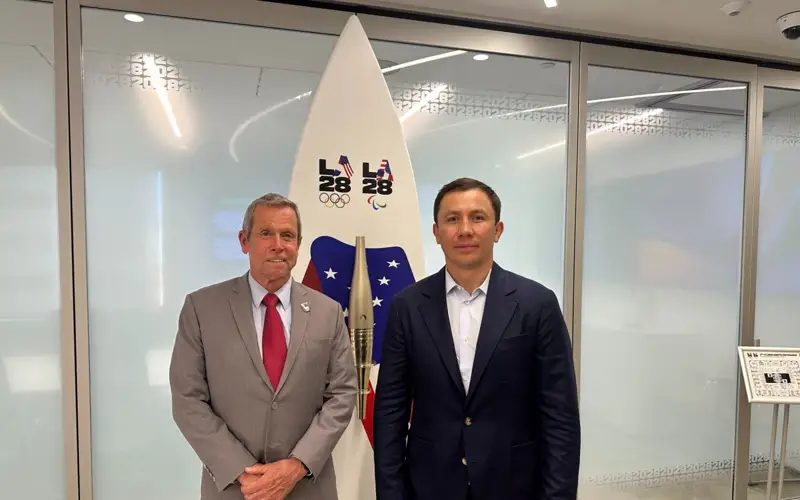 Геннадий Головкин жұмыс сапарымен Лос-Анджелестегі 