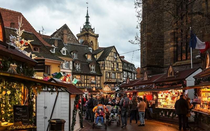 Christmas market in Colmar, France, New Year