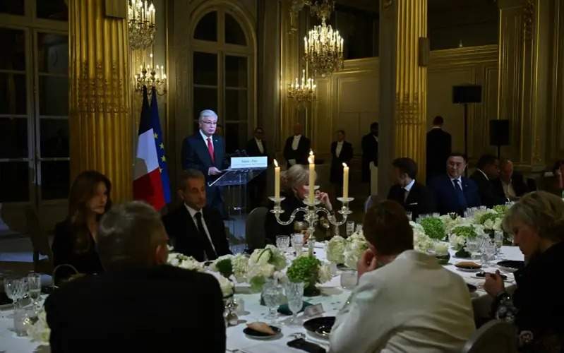 French President hosts reception at Élysée Palace in honor of Kazakh President Kassym-Jomart Tokayev 