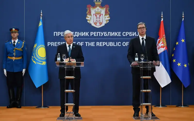 Касым-Жомарт Токаев и Александр Вучич провели брифинг для прессы