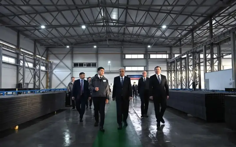 President surveys Aktobe pipe plant