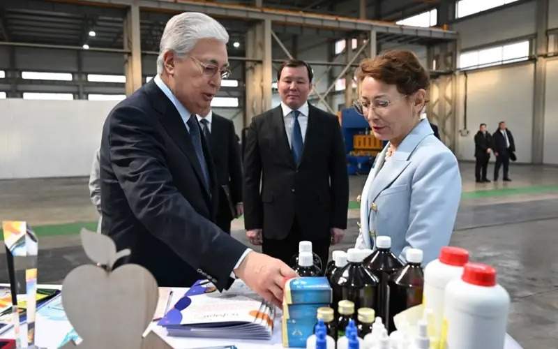 President surveys Aktobe pipe plant