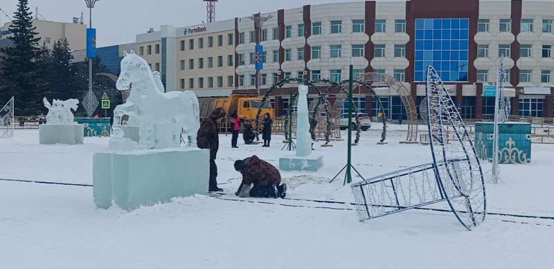 ледовый город в Кокшетау 