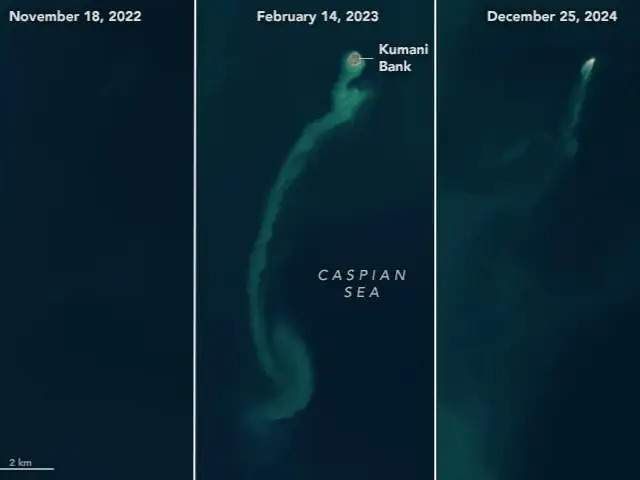 NASA satellites spot a Ghost Island in the Caspian Sea