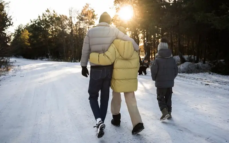 прогулка пешком люди семья зима